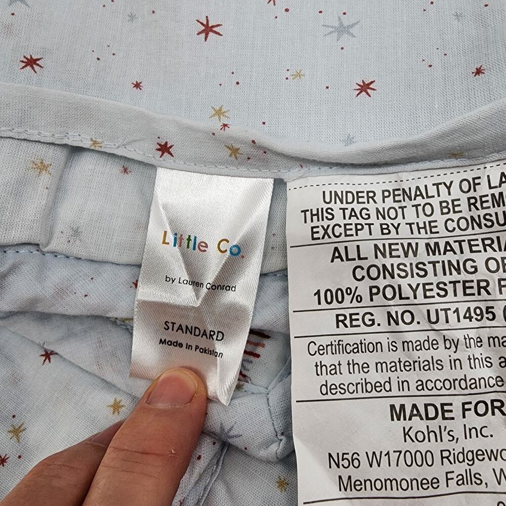 NIP LC Lauren Conrad Twin XL Quilt Set Blue Rainbow Star Organic Cotton - Picture 9 of 10